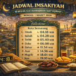 Memasuki 11 Ramadhan 1447 H pada Minggu, 1 Maret 2026, umat Islam di Kabupaten Kendal dan Kota Salatiga menjalankan puasa dengan penuh khusyuk. Simak jadwal imsakiyah lengkap mulai dari imsak, Subuh, hingga Magrib sebagai panduan tepat waktu beribadah berdasarkan rilis resmi Kemenag.