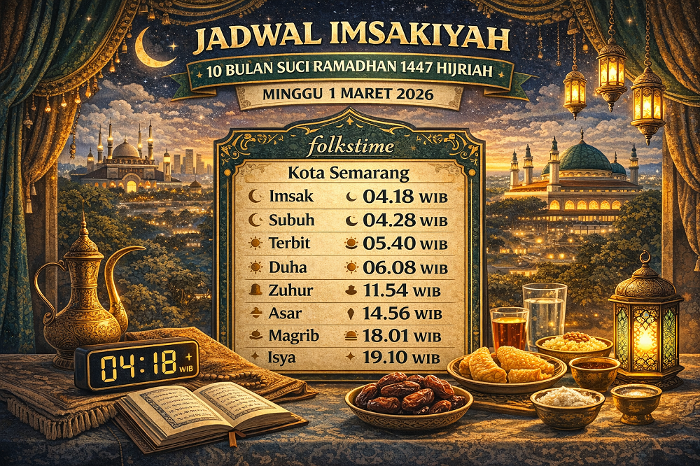 Memasuki 11 Ramadhan 1447 H pada Minggu, 1 Maret 2026, umat Islam di Kabupaten Kendal dan Kota Salatiga menjalankan puasa dengan penuh khusyuk. Simak jadwal imsakiyah lengkap mulai dari imsak, Subuh, hingga Magrib sebagai panduan tepat waktu beribadah berdasarkan rilis resmi Kemenag.