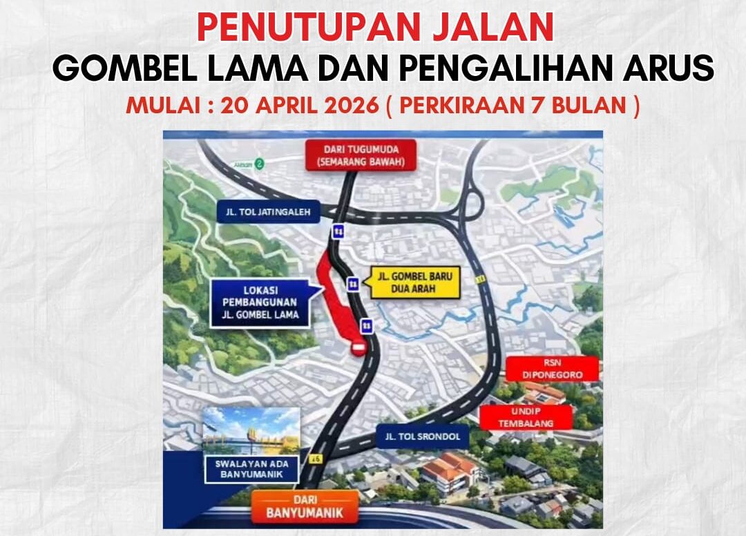 Rekayasa lalu lintas Gombel Semarang resmi diterapkan mulai 20 April 2026. Jalur tanjakan diprioritaskan