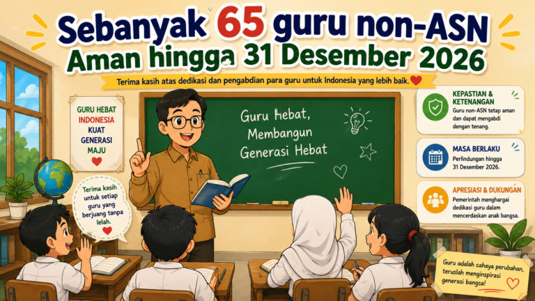 Sebanyak 65 guru non-ASN di sekolah negeri Kota Semarang dipastikan tetap mengajar hingga 31 Desember 2026 setelah terbitnya SE Mendikdasmen Nomor 7 Tahun 2026.