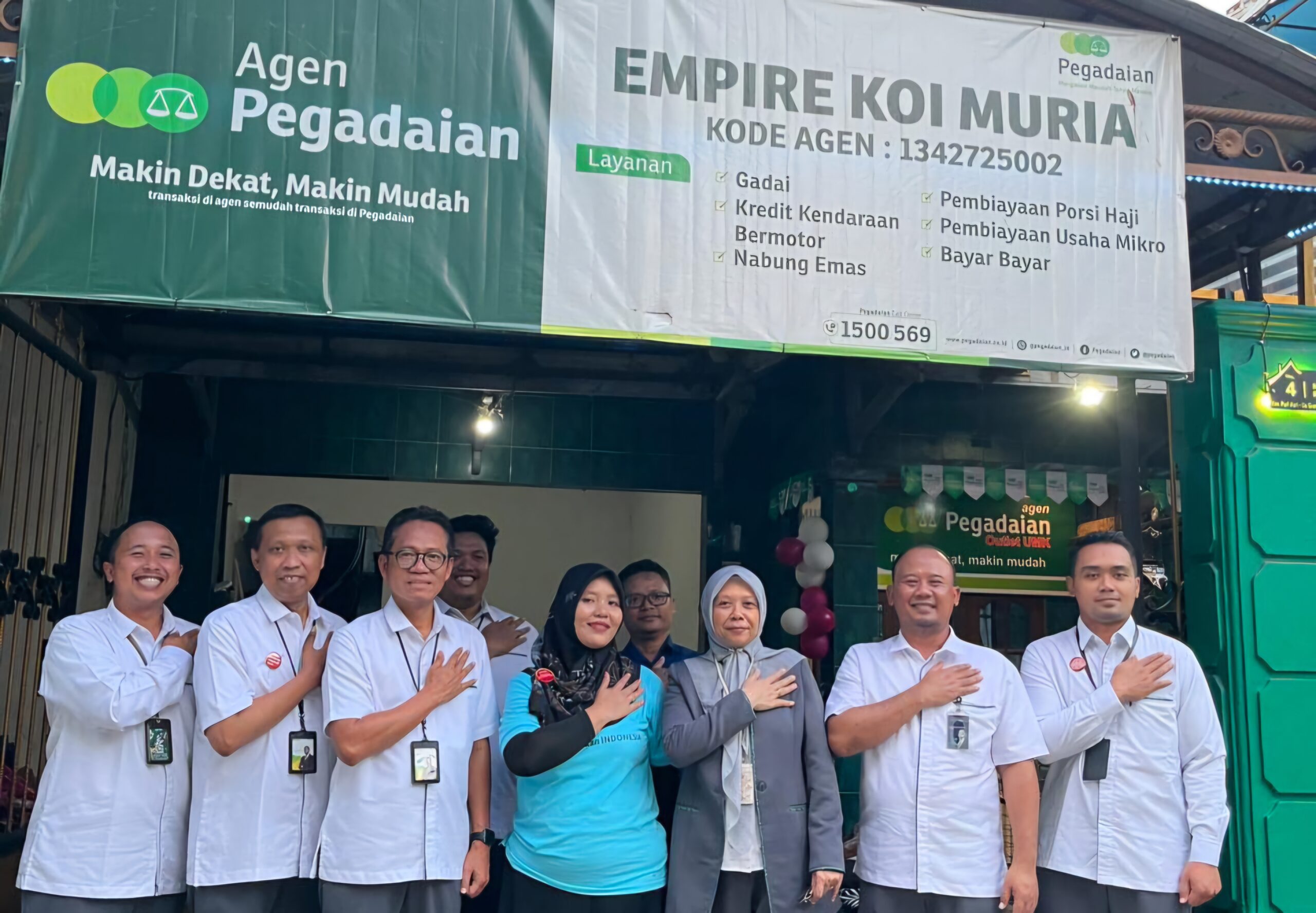PT Pegadaian terus memperluas jaringan layanan keuangan dengan meresmikan Outlet Agen Pegadaian “Empire Koi Muria” di kawasan Jalan Kampus UMK, Kudus, Jawa Tengah.