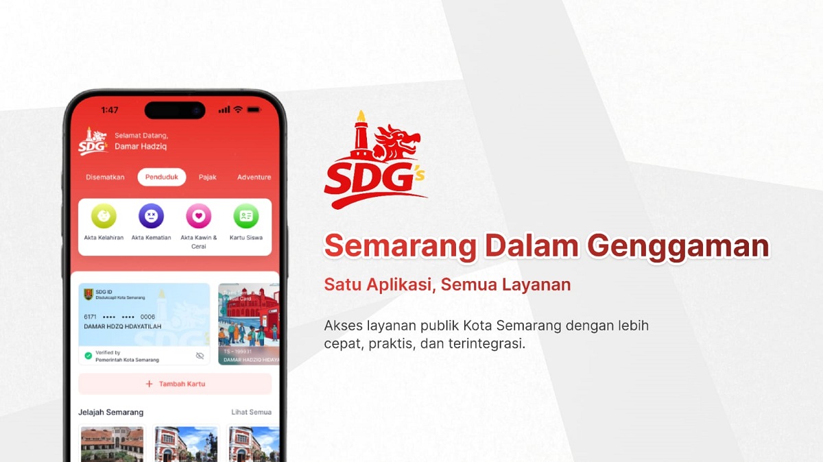 Warga Kota Semarang kini bisa menikmati kemudahan akses 20 layanan publik hanya melalui satu aplikasi “Semarang Dalam Genggaman Saya”.