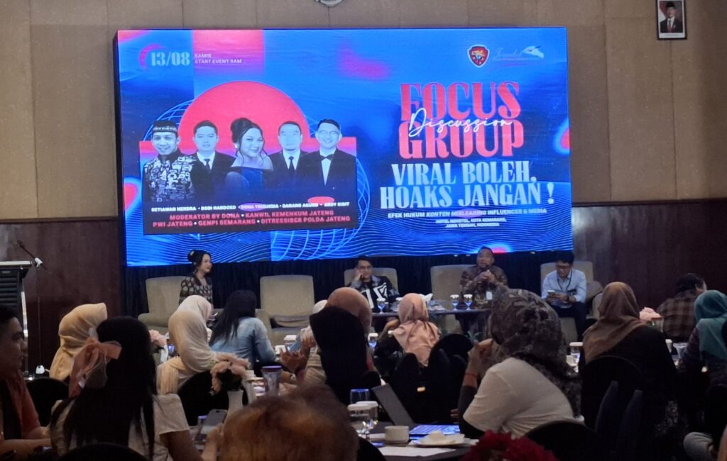FGD Viral Boleh Hoaks Jangan! Efek Hukum Konten Misleading Media dan Influencer” yang digelar di Semarang, 13 Agustus 2026.