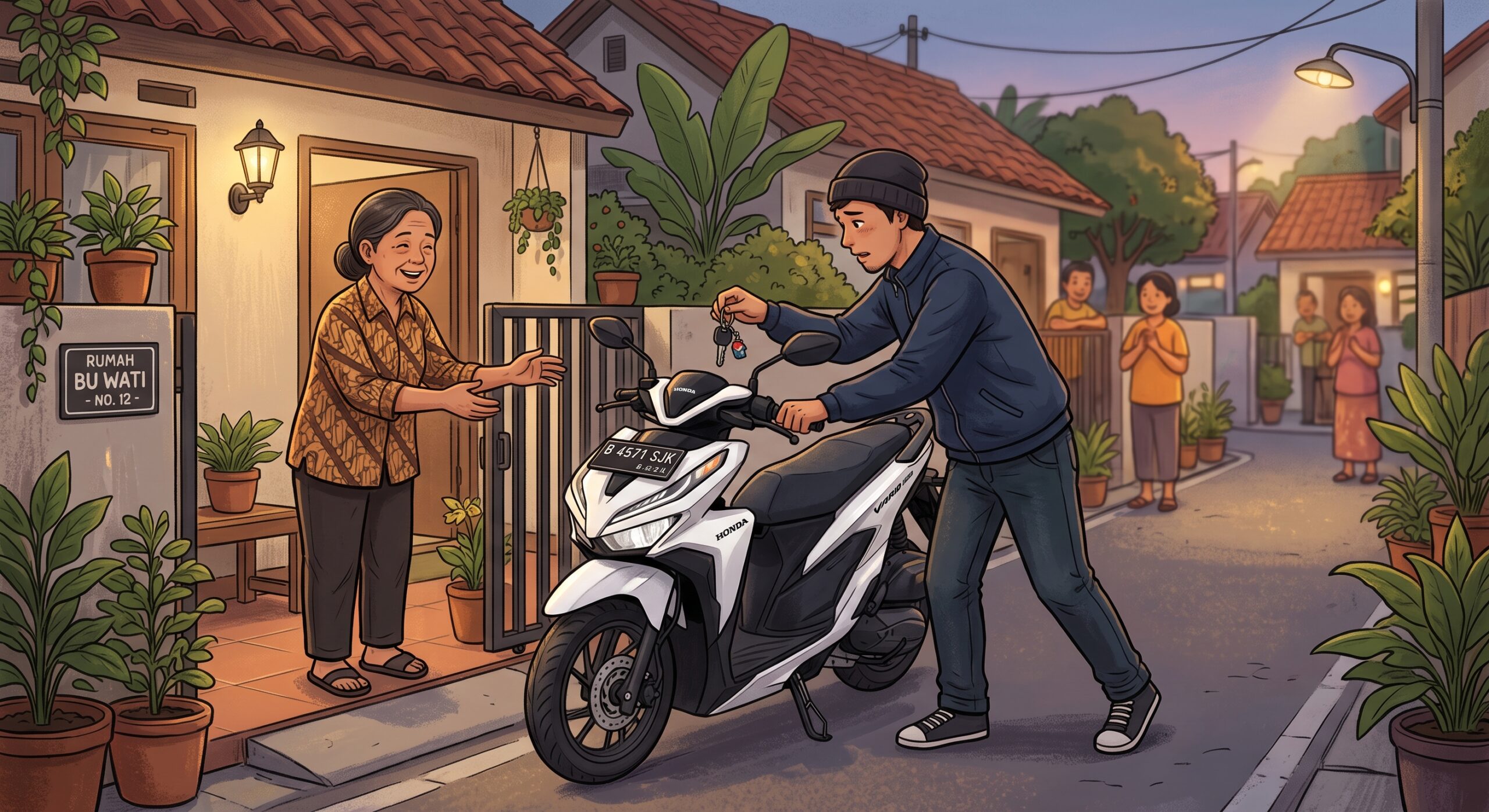 Motor Vario putih milik guru SMP Negeri 28 Semarang yang dicuri di Mangkang Wetan ditemukan kembali tiga hari kemudian. Pelaku meninggalkan surat permintaan maaf.